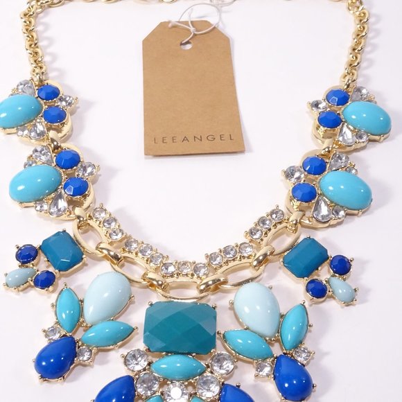 Lee by Lee Angel Capri BIB Statement Necklace NWT 115 BLUE - Picture 9 of 11